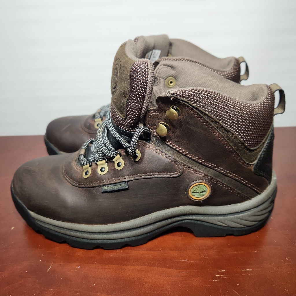 Timberland Hiking Boots Womens 8.5 M White Ledge Mid Wp 12668 Brown Leather Lace
